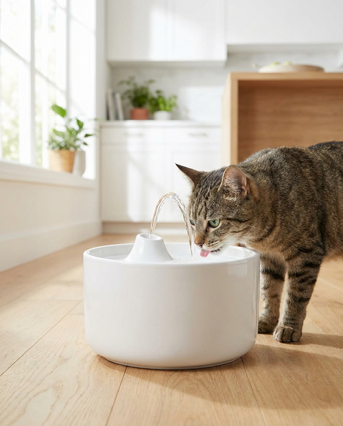 RuffRider auto-circulating pet water fountain with 6-month filter supply